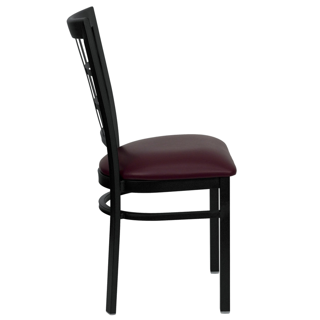Burgundy Vinyl Seat Metal Restaurant Chair E427