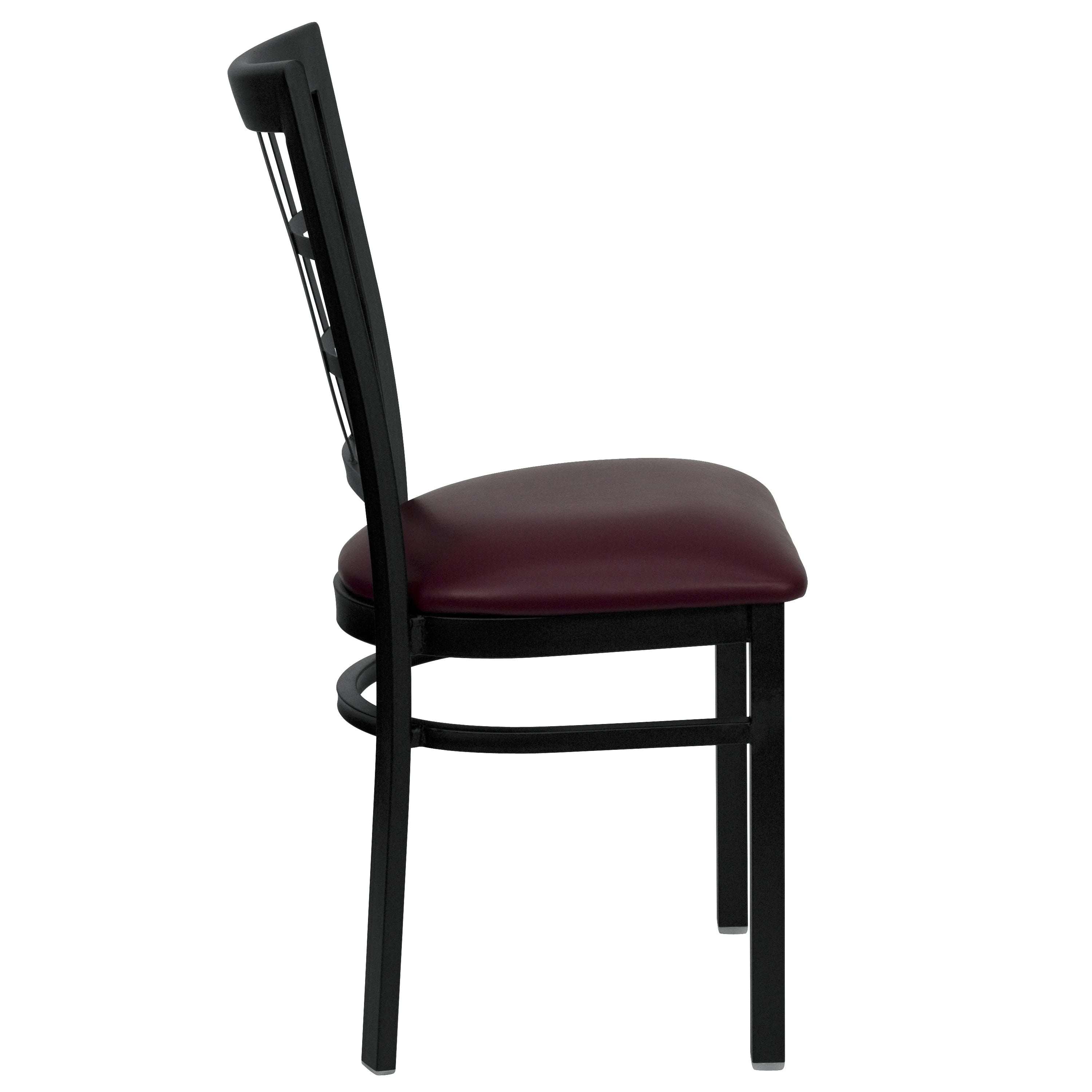 Burgundy Vinyl Seat Metal Restaurant Chair E427