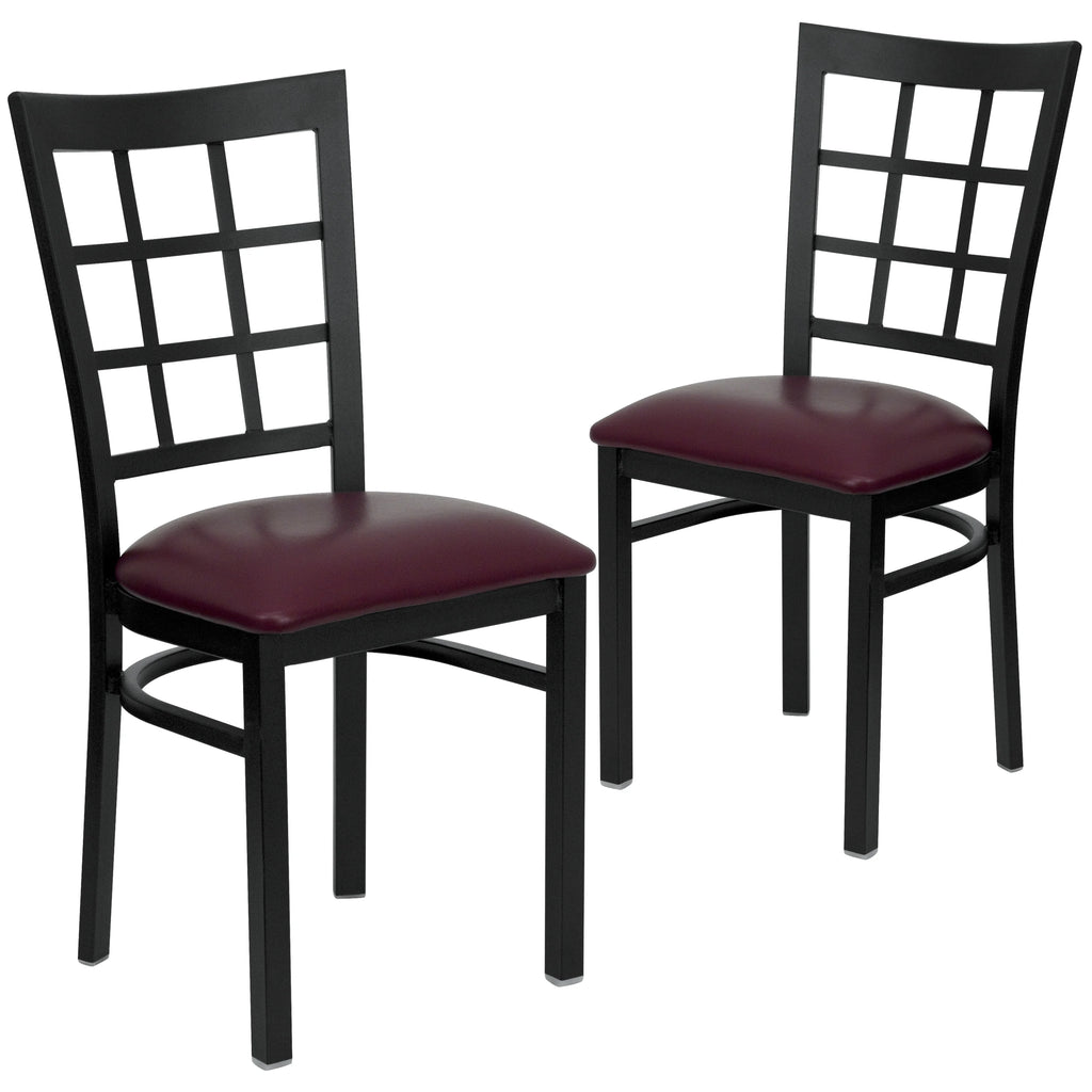 Burgundy Vinyl Seat Metal Restaurant Chair E427