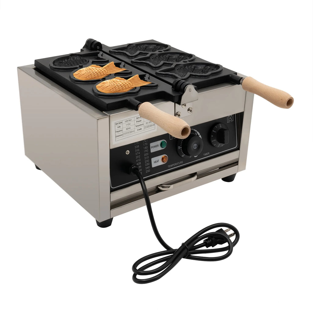 Nonstick Stainless Steel Fish Shape Waffle Maker 110V 1500W 3 PCS H535254