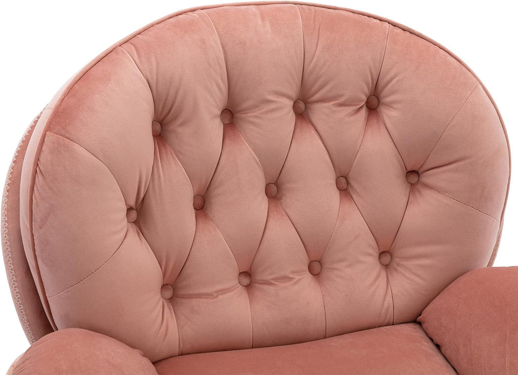 Swivel Velvet Lounge Chair with Ottoman and Metal Frame S8679