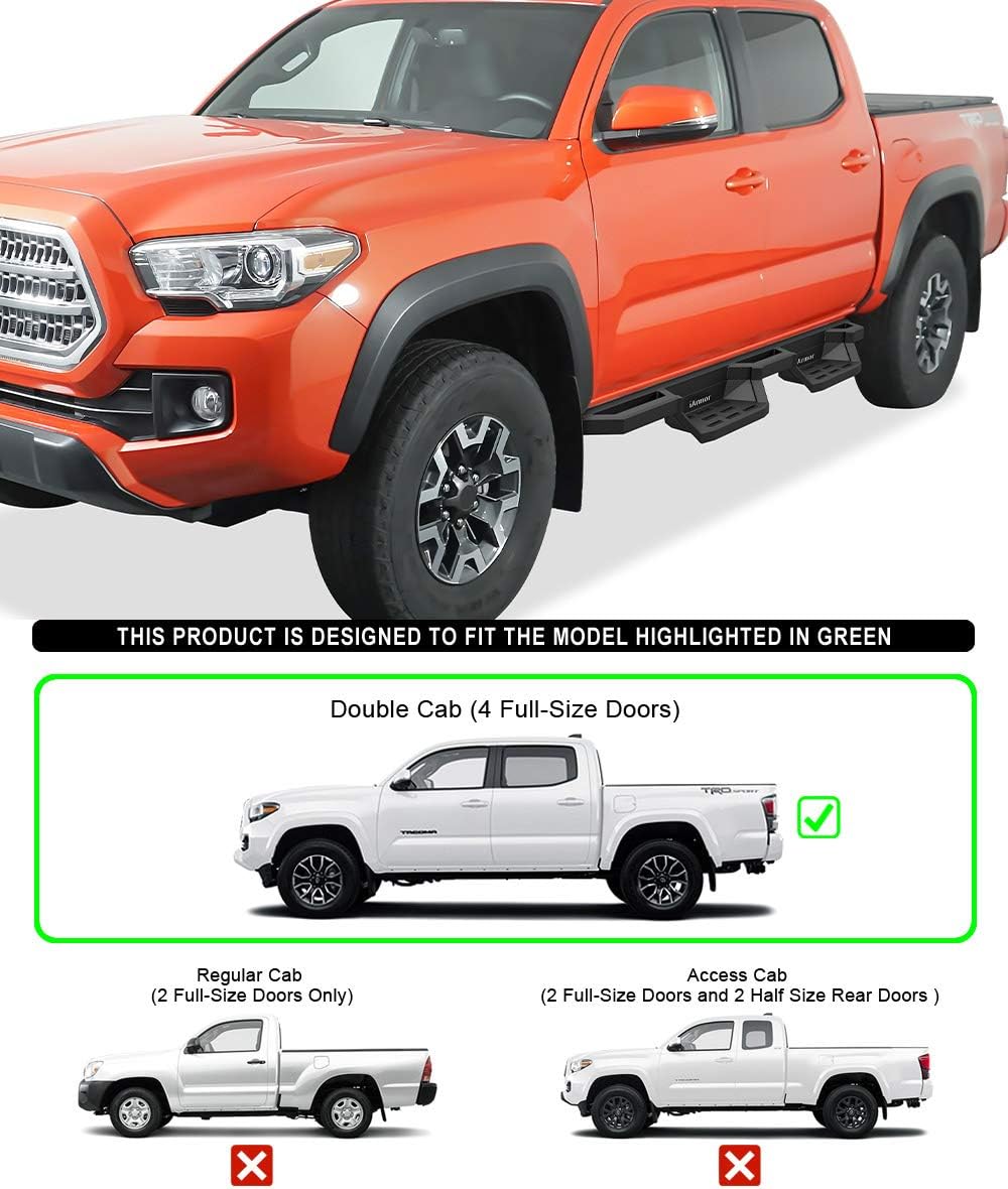 Aluminum Drop Steps Running Boards for Toyota Tacoma Double Cab Crew Cab A391
